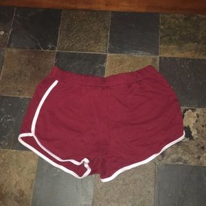 Maroon workout shorts